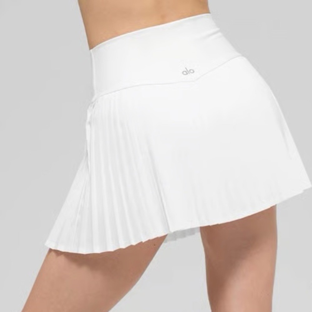 Alo Yoga Grand Slam Lined Skirt White Pleated Tennis Pickleball Skort Size XXS - Picture 2 of 11